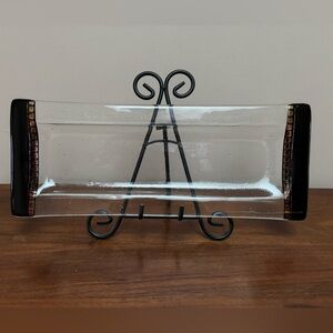 Kiln Art Fused Glass Rectangle Tray/Serving Dish.